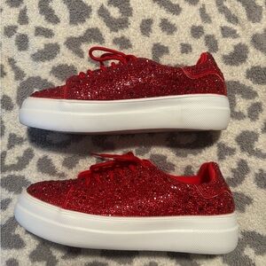 Red Glitter Sneakers